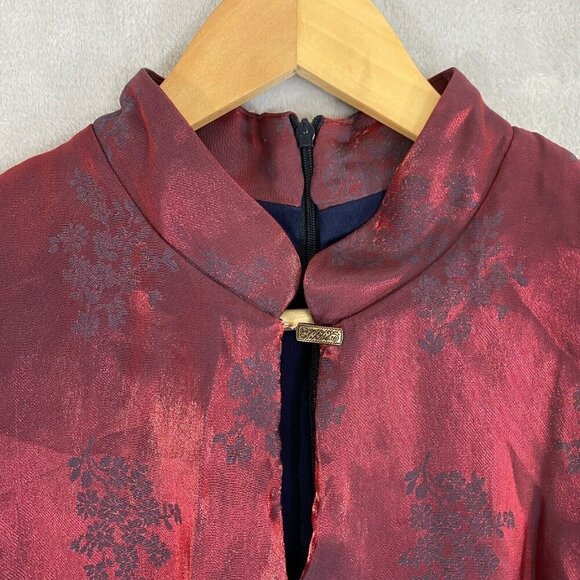 Vintage Harlow Nites Asian Brocade Maxi Dress Size 12 Sleeveless Evening Long - Picture 5 of 16